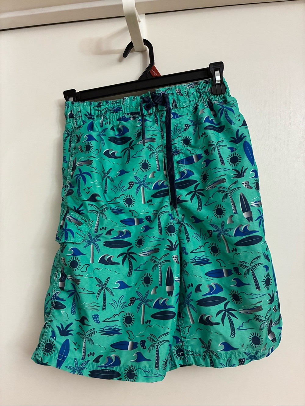 Kanu Surf Teal & Navy Tropical Print Kids Swim Trunks